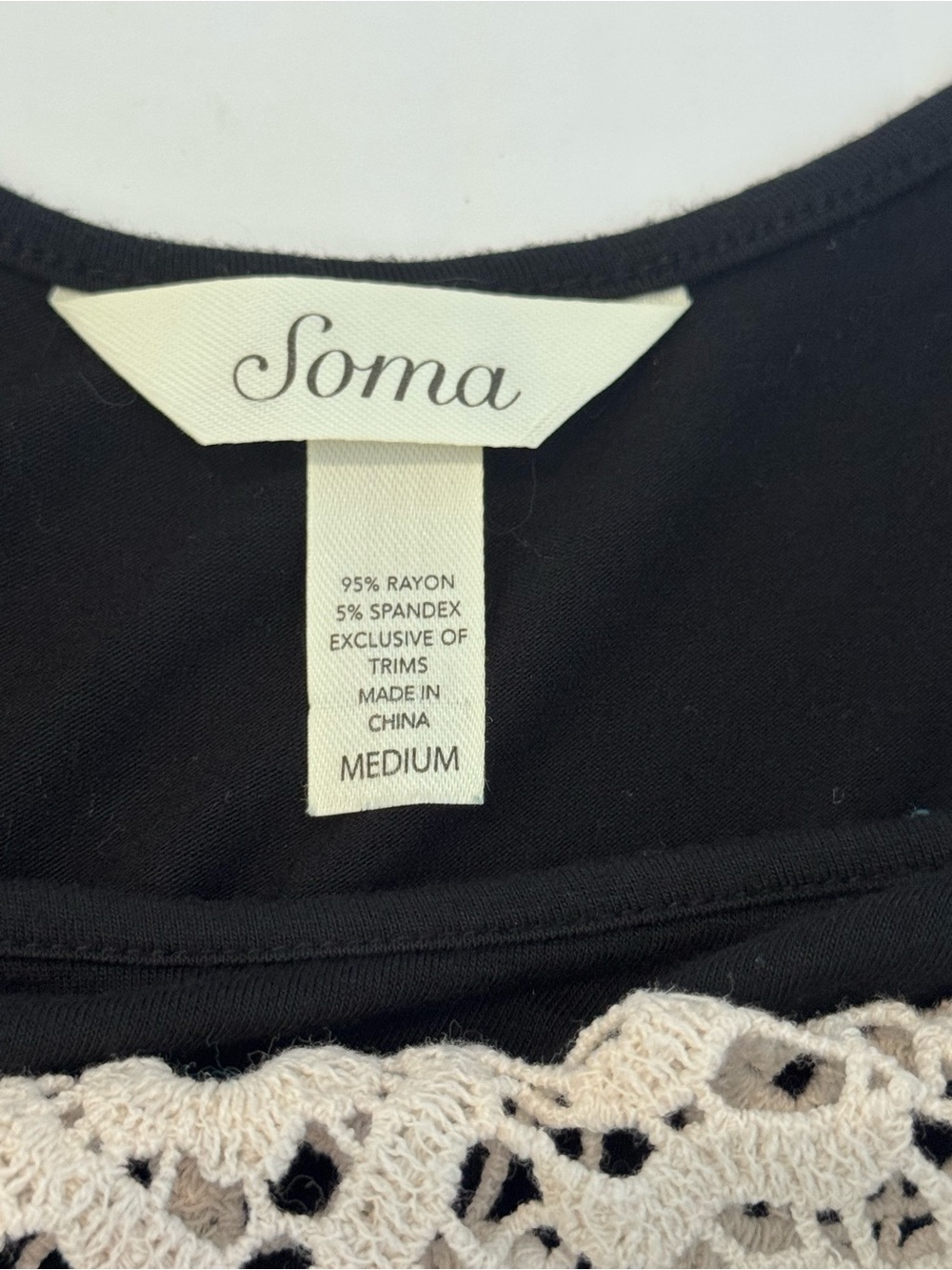 Soma Crochet Lace Maxi Dress M Black Ivory Boho Resort Beach Pockets Stretch - Picture 6 of 9